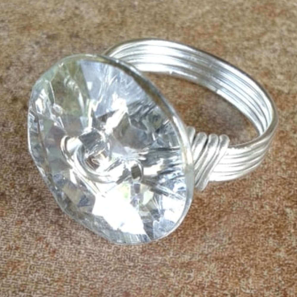 Blingy Button Ring